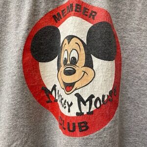 Vintage Disney Mickey Mouse Club Member Men's Medium Grey w/Black Ringer T-Shirt
